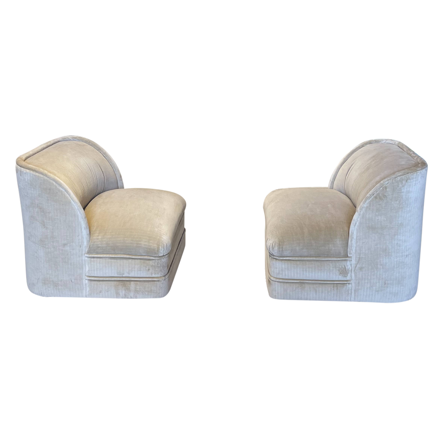 Pair of Taupe Velvet Side Chairs