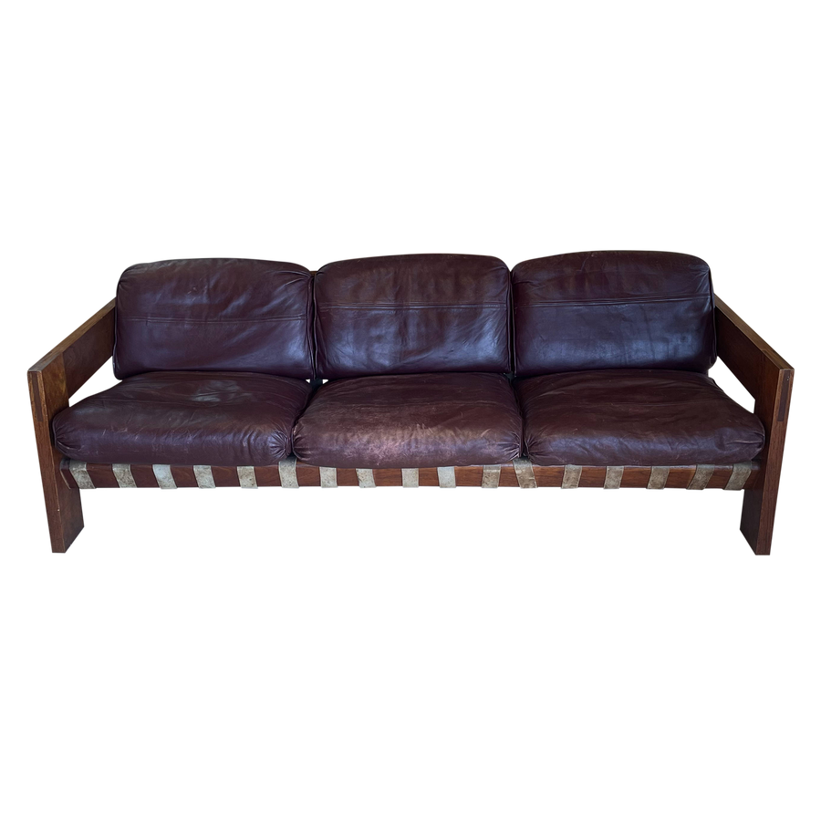 Oxblood Leather Safari Sofa