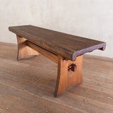 Brutalist Solid Wood Trestle Bench