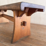Brutalist Solid Wood Trestle Bench