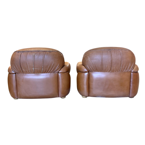 Pair of 1970's Italian Leather Club Chairs