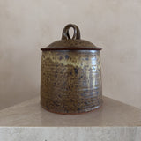 Speckled Amber Glaze Lidded Studio Pottery Jar