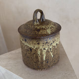 Speckled Amber Glaze Lidded Studio Pottery Jar