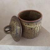 Speckled Amber Glaze Lidded Studio Pottery Jar