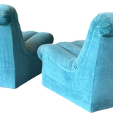 Pair of Teal Channeled Side Chairs