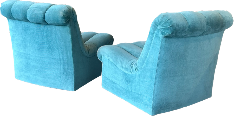 Pair of Teal Channeled Side Chairs