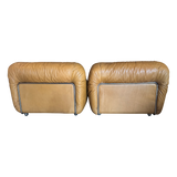 Pair of Tufted Caramel Leather Lounge Chairs