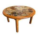 Round Tile Top Oak Coffee Table
