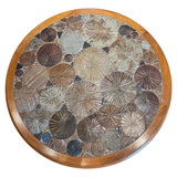 Round Tile Top Oak Coffee Table