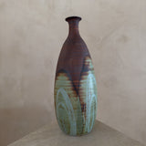 Studio Ceramic Bottle Vase with Oval Motif