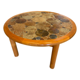Round Tile Top Oak Coffee Table