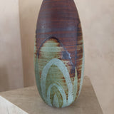 Studio Ceramic Bottle Vase with Oval Motif