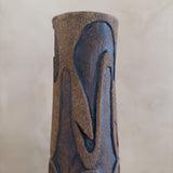 Carved Relief Curved Form Studio Ceramic Vessel