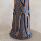 Carved Relief Curved Form Studio Ceramic Vessel