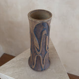 Carved Relief Curved Form Studio Ceramic Vessel