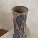 Carved Relief Curved Form Studio Ceramic Vessel