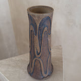 Carved Relief Curved Form Studio Ceramic Vessel