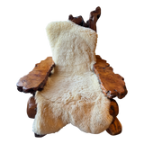 Live Slab Burl and Sheepskin Lounge Chair