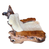 Live Slab Burl and Sheepskin Lounge Chair