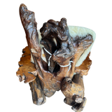 Live Slab Burl and Sheepskin Lounge Chair