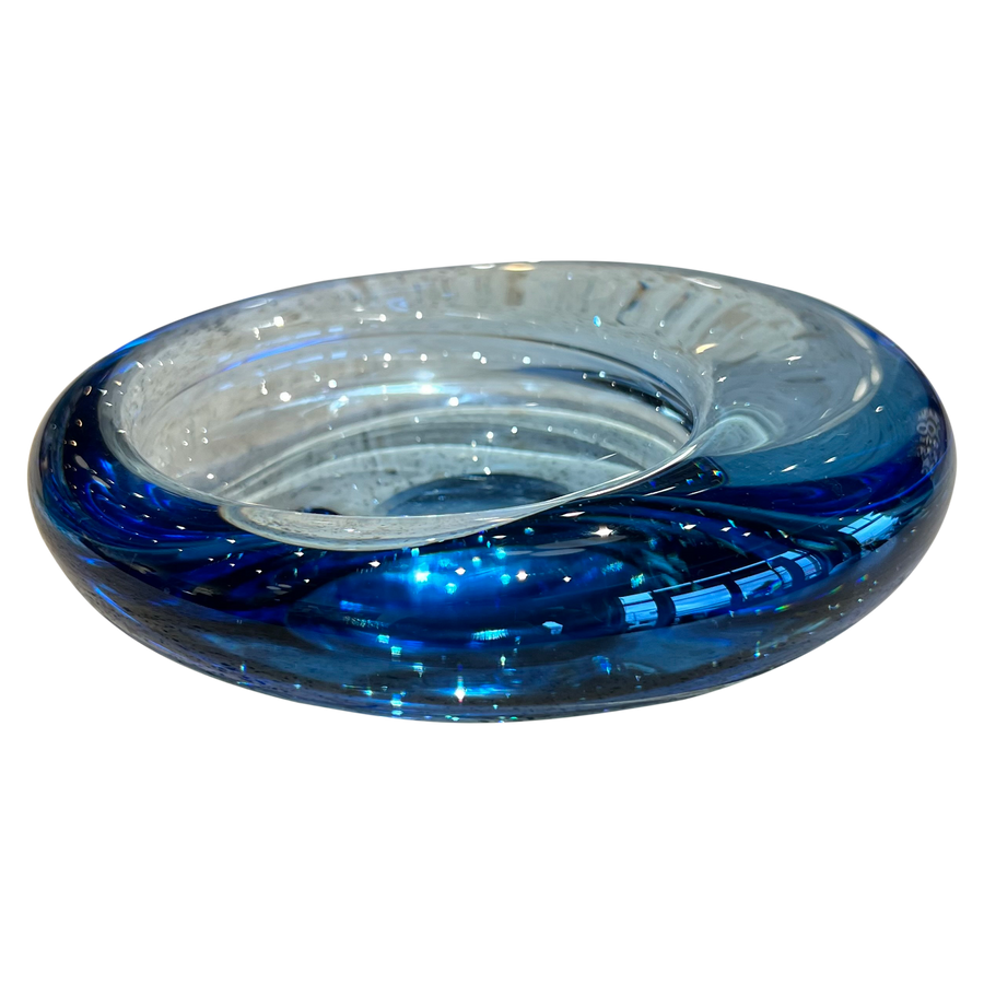 Blue Glass Asymmetric Ashtray