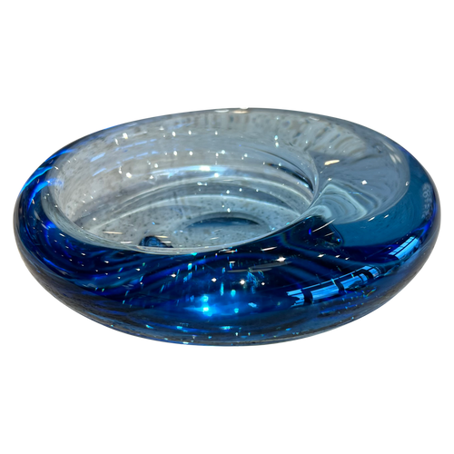 Blue Glass Asymmetric Ashtray
