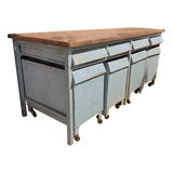Antique Painted Wood Rolling Mercantile Counter