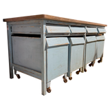Antique Painted Wood Rolling Mercantile Counter