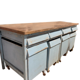 Antique Painted Wood Rolling Mercantile Counter