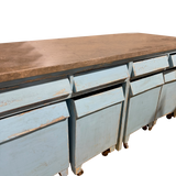 Antique Painted Wood Rolling Mercantile Counter