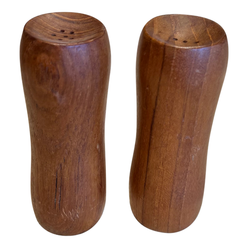 Carved Wood Salt + Pepper Shakers
