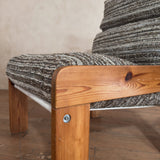 Pair of Pine Frame Lounge Chairs with Textured Nubby Cushions
