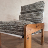 Pair of Pine Frame Lounge Chairs with Textured Nubby Cushions