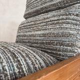 Pair of Pine Frame Lounge Chairs with Textured Nubby Cushions