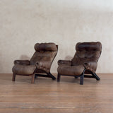 Pair of Tufted Leather Lounge Chairs by Oddvin Rykken for Rybo, 1970s