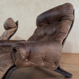 Pair of Tufted Leather Lounge Chairs by Oddvin Rykken for Rybo, 1970s