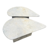 Pair of Italian Biomorphic Light Grey Marble Nesting Tables