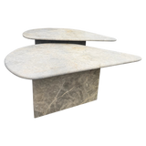 Pair of Italian Biomorphic Light Grey Marble Nesting Tables
