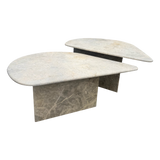 Pair of Italian Biomorphic Light Grey Marble Nesting Tables