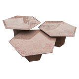 Trio of Hexagonal Mauve Marble Nesting Tables
