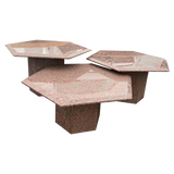 Trio of Hexagonal Mauve Marble Nesting Tables