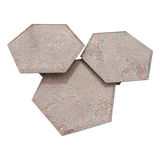 Trio of Hexagonal Mauve Marble Nesting Tables