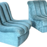 Pair of Teal Channeled Side Chairs