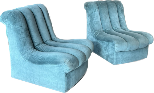 Pair of Teal Channeled Side Chairs