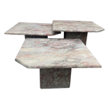 Trio of Italian Rose Veined Marble Nesting Tables