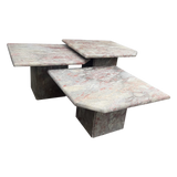 Trio of Italian Rose Veined Marble Nesting Tables