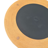 Round Oak and Slate Coffee Table, 1970s
