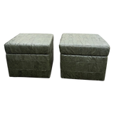Dark Green De Sede Patchwork Leather Stash Ottoman