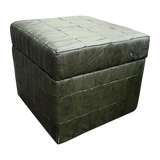 Dark Green De Sede Patchwork Leather Stash Ottoman