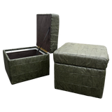 Dark Green De Sede Patchwork Leather Stash Ottoman